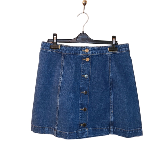 Top Shop Moto  Button Down Denim Skirt - Picture 2 of 8